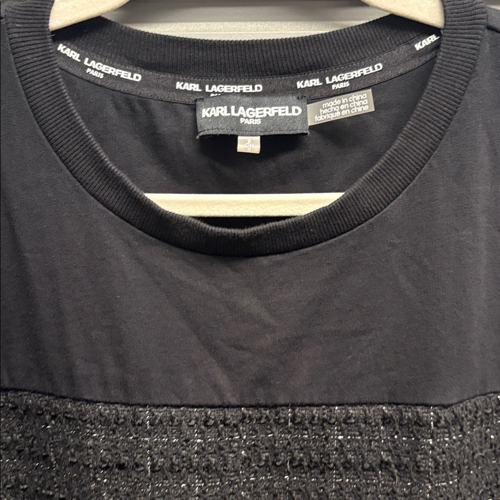 🖤KARL LAGERFELD PARIS black & silver lamé Tweed Sweatshirt (sold out online!)🖤 - Picture 9 of 13